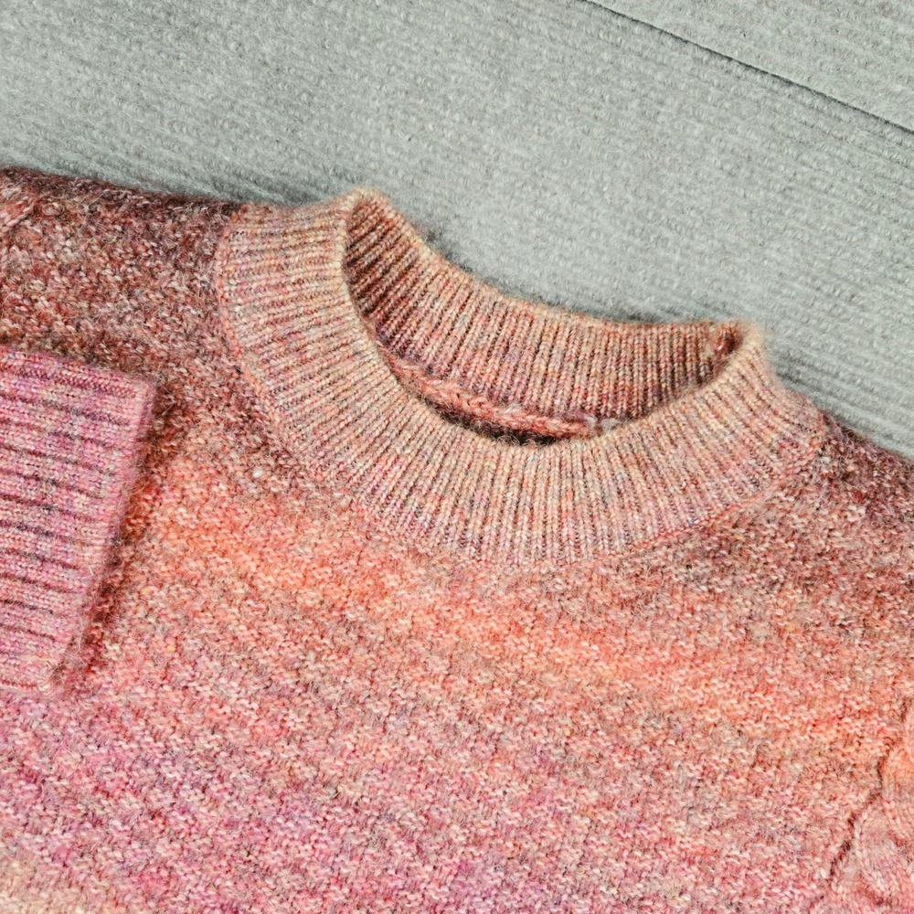 LC Lauren Conrad Womens Large Pink Ombre Cable Knit Crew Neck Sweater